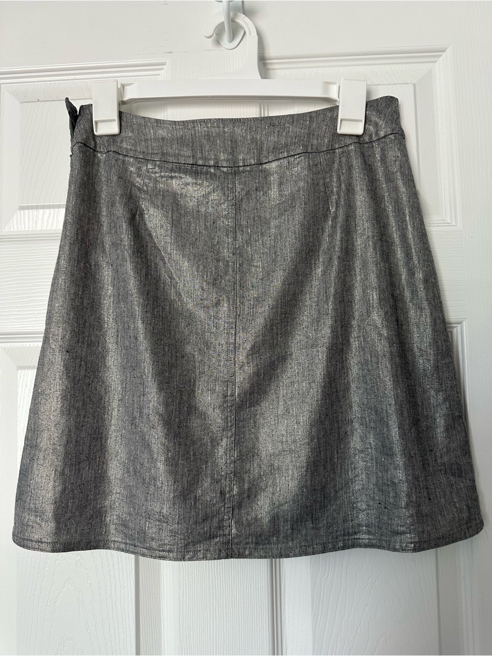 Eileen Fisher Silver A-Line glimmer linen Wrap Women’s mini Skirt - Picture 5 of 14